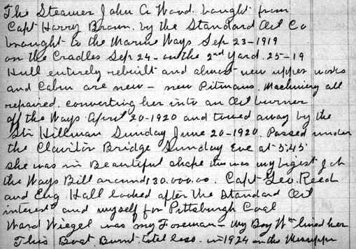 Steamer JOHN WOOD journal entry   October 17, 1918