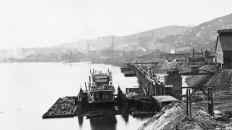 This photo of the Steamer ACORN is dated 1888.  From the collection of Historic Pittsburgh showing the ACORN "floating on a moveable dry dock" for repairs.