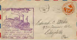 First Day Cover  1938  West Elizabeth, Pa   Packet STEPHEN BAYARD