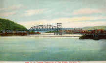 This postcard shows the Charleroi/Monessen bridge under construction  1907   From collection of Norman Crawford