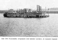 Steamer DUQUESNE and HENRY LOUREY lead the 1908 Riverboat Parade