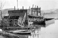 This photo of the H. M. HOXIE shows her in 1906 after she had sunk.