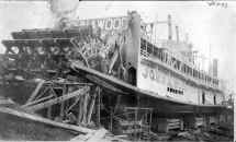 Steamer JOHN A. WOOD  1919 while being repaired at Elizabeth Marine Ways  Photo from collection of Capt. Robert Eberhart