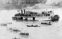 Steamer W. T. SMOOT, postcard indicates this is at a small town on the Ohio River