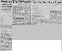 Newspaper article from the Sept 12, 1955 issue of the Pittsburgh Post Gazette concerning the final trip of the W. P. SNYDER