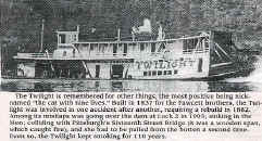 Steamer Twilight with comments from a newspaper article.