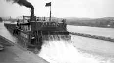 This photo of the Steamer TITAN from the collection of William Fels shows the TITAN leaving Lock 3