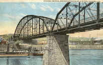 Postcard showing Steamer TORNADO going under Donora Bridge  dated 1920