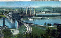 Postcard showing McKees Rocks railroad bridge