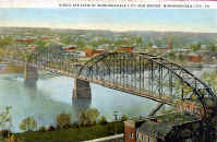 Monongahela Bridge built in early 1900s and replaced in 1988. This photo taken during 1930s.